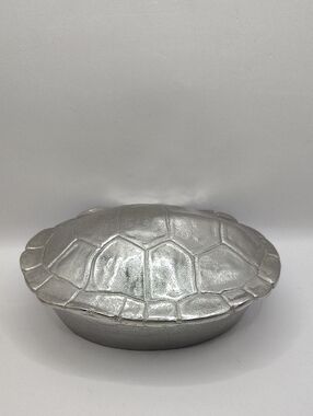 Decorative Metal Large Turtle-Shaped Trinket Box in Silver